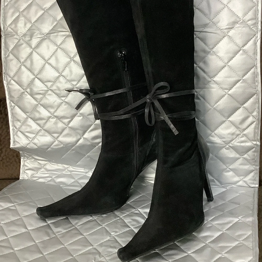 Charles David Black suede Heeled Boots, Size 7.5 - Picture 8 of 14